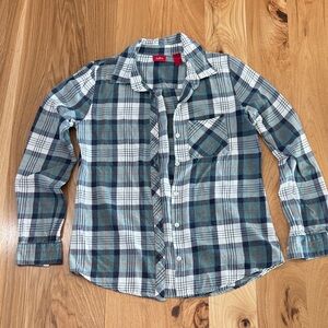 Buckle Teal and White Plaid Button Down Shirt